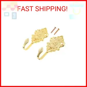 Hicello 653334418814 2pcs Wall Hooks Gold Rose Pattern Carved Vintage Drapery Clothes Key Hoo