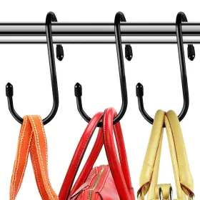 Higift 602024963134 8 Pack Purse Hanger For Closet Vinyl Coated Unique Twist Design Black