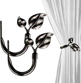 Hikmlk 445005845820 Leaf Shaped Curtain Holdbacks 2pcs Handmade Metal Side Holders For Wall