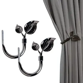 Hikmlk 732688878021 Handmade Metal Curtain Holdbacks 2pcs Leaf Shaped Tiebacks Nickel B