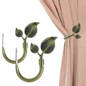 Hikmlk 751433759064 Leaf Shaped Curtain Holdbacks 2pcs Handmade Bronze Metal Holders
