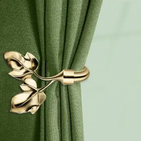 Hikmlk 768904516279 Leaf Shaped Curtain Holdbacks 2pcs Handmade Metal Side Holders For Wall Antique