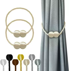 Hion 313102482446 Magnetic Curtain Tiebacks Beige 2pcs Buckles Holdbacks Holder