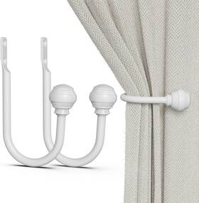 Hion 313103310335 Curtain Holdbacks White 2pcs Tiebacks Wall Mounted Hooks H