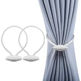 Hion 797447558781 Magnetic Curtain Tiebacks White 2pcs Buckles Holdbacks