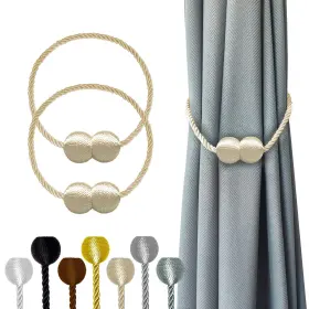 Hion 797447558873 Magnetic Curtain Tiebacks Beige 2pcs Buckles Holdbacks Hold