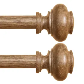 Cr020-45-2 Hiqtek Wood Curtain Rods For Windows 32 To 45 Inch 2 Pack 1 Heavy Duty Boho Cu