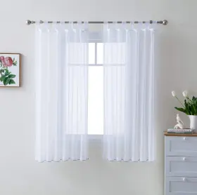 2pck-sh-pnl-tbtp-72-wht Hlc.me White Tab Top 54 Inch X 72 Long Window Curtain Sheer Voile Panels
