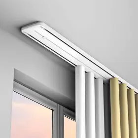 Hlhhdfc 750872925719 Double Track Curtain Rail Ceiling Mounted Silent Heavy Aluminum 3.3 Ft White