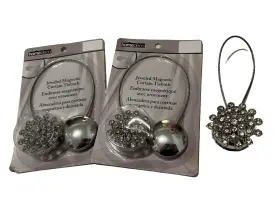Hoemdeco 667888245871 Homedeco- New Crystal Jeweled Magnetic Curtain Tie Back Adjustable Home Nip-2pcs