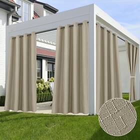 Holidayideas Hwzjbdhcl-4p-54108-taupe 4 Panels Linen Outdoor Curtains For Patio Waterproof Taupe Outsi