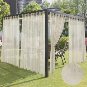 Hwzjdhcs-4p-11095-linen Holidayideas 4 Panels Outdoor Sheer Curtains For Patio Waterproof 110x95 Inch