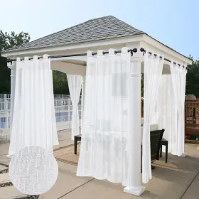 Hwzjdhcs-8p-5495-white Holidayideas 8 Panels Outdoor Curtains For Patio-linen Semi White Sheer Curta