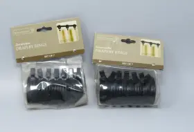 236100-568-w30 Home Trends 14 Decorative Drapery Rings Fit Up To 1.25 Inch 3cm Rod Brushed Black