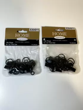 8364911 Home Inspirations New 20 Black Finish Clip Rings For 1/2 Inch Rod Set - B18