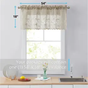 Home & Linens 695216526798 Hlc.me Joyce Lace Sheer Kitchen Cafe Curtain Valance For