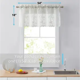 Home & Linens 695216526811 Hlc.me Joyce Lace Sheer Kitchen Cafe Curtain Valance For