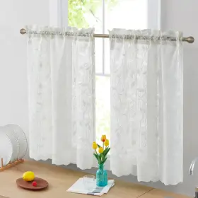 Home & Linens 695216526835 Hlc.me Joyce Lace Sheer Kitchen Cafe Curtain Tiers For Small