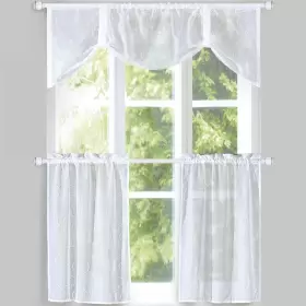 Home Soft Things 711583562082 Serenta Kitchen Curtain 3 Pieces Set Rod Pocket Tier Pair / White Of