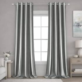Homeideas D01v356b 2 Panels Silver Grey Faux Silk Blackout Luxury Curtains 52 X 84 Inch