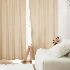 Ht22v038h-5263 Homeideas Non-see-through Beige Privacy Sheer Curtains 52 X 63 Inches Long 2