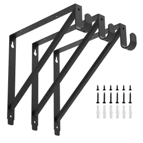 Homydom 763684325738 Heavy Duty Closet Rod And Shelf Brackets Clothes Hanger Pole Support Bracket Bl