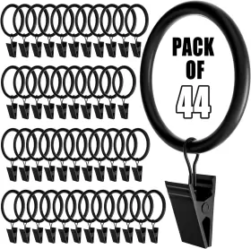 Homyplaza 696232657497 44 Pack Curtain Rings With Clips 1.5 Inch Heavy Duty Drapery Clip Tension