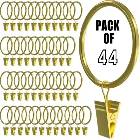 Homyplaza 705353474736 44 Pack Gold Curtain Rings With Clips Hooks For Hanging Heavy Duty Dra