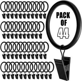 Hohkht0135 Homyplaza 44 Pack Black Curtain Rings With Clips Hooks For Hanging Heavy Duty Dr