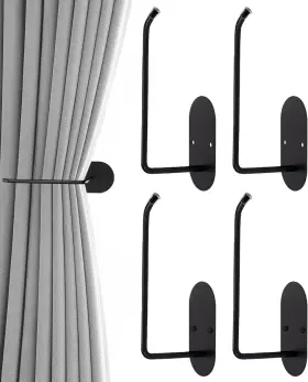 Hoousuper 744759604491 4 Pcs Curtain Tiebacks Hooks Screw-in Holdbacks Wall Mounted H