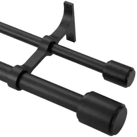 Hm-035-48 Hosmile Double Curtain Rods 144-164 Inch Matte Black With Cap Finial