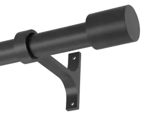 Hm-162-170 Hosmile Matte Black Curtain Rods With Cap Finials Single Rod For Window 72-1