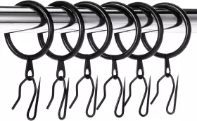Hotop 313115351371 30 Curtain Rings And Pin Hooks - 30mm Diameter For Window Door Sh