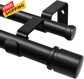Ht-030150200 Hotozon Double Curtain Rod 72 To 144 Inch 1 72-144 Black
