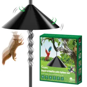 Dbct-19-100-bk Hqbro 2-in-1 Squirrel Baffle For Bird Feeder Pole Shepherds Hooks With 40 Inch Spikes S