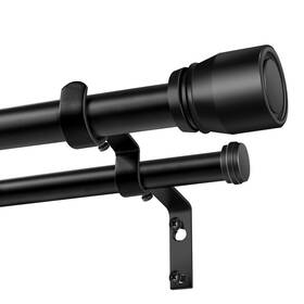 Hradecti Dcr120bl Heavy Duty Double Curtain Rod 84-120 Inch Length 1 Adjustable Matte Bla