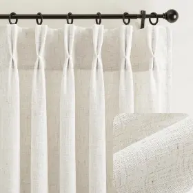 Huevessel 740705287046 Pinch Pleat Cafe Curtains 45 Inch Length Linen Curtain For Kitche