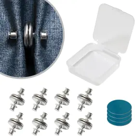 8piars Huiraas 0002h Curtain Magnets Closure Silver Magnetic 0.79 Inches 8 Pairs