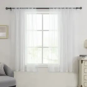 Huto 794587495006 2 Panels Small White Sheer Curtains 45 Inches Long Rod Pocket Wind