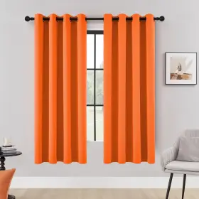 Htgnl-h11-vibrantorange-52t72 Huto Blackout Curtain Panels 72 Inch - Window Treatment Energy Saving Thermal