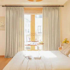 Hthz-2018-1-beige-84h96 Huto Extra Wide Pinch Pleated Curtains Light Blocking Room Darkening Drape With Ti