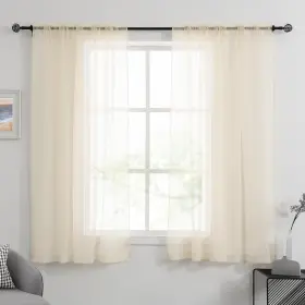 Hutotll-30-beige-52x63 Huto Cream Beige Sheer Curtains 63 Inch Length Rod Pocket Voile W