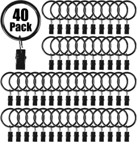 Hxsemayig 313090296261 40pcs Curtain Rings With Clips Premium Drapery Metal Hangers