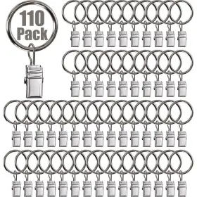 Hxsemayig 670494456227 110pcs Curtain Rings With Clips Premium Drapery Metal Hang