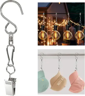 Fl-g01 Hyebq Stainless Steel S Hooks Curtain Clips 20 Pack Hanging Party Lights Hangers