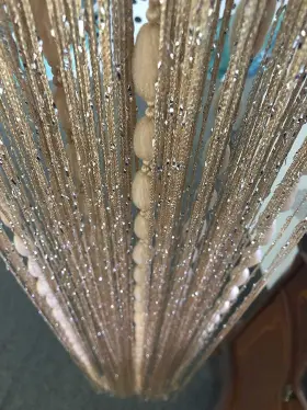 0108-de-xl-3 Hysenm Door String 39x79 Inch Curtains Champagne Panel Soft Balls Romantic Gl