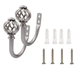 Iebao 733444338698 Curtain Holdbacks Tieback Hooks Holdback Silver Twisted Cage Fin