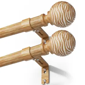 A10-nw-32-90-2p-006 Ifels 2 Pack Wood Curtain Rods For Windows 48 To 84 Inch 4-7ft 1 Heavy Duty