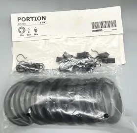 203.173.19 Ikea 10 New Portion 1 7/8 Inch Curtain Drapery Rings With Hooks And Clips Black