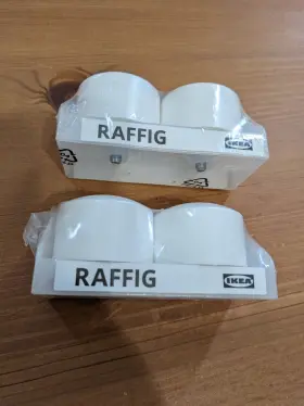 502.171.82 Ikea Lot Of 2 Pair Raffig Finials White Screw In End Caps New